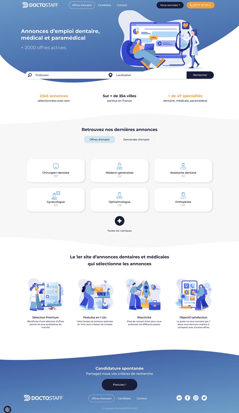 DoctoStaff - Plateforme emploi santé WordPress