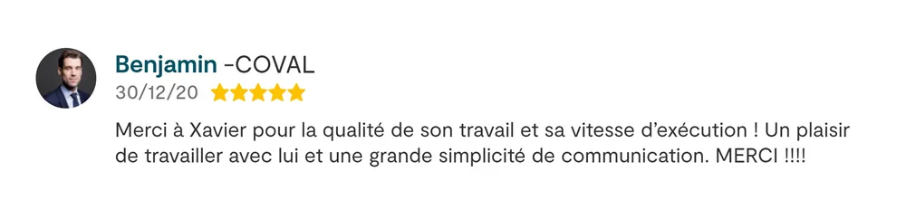 Avis 5 étoiles de Benjamin Richer, Coval