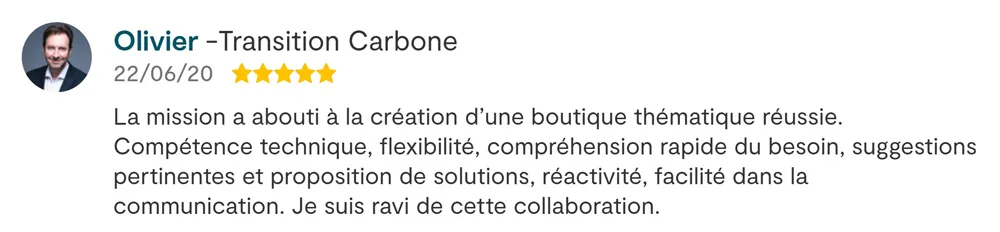 Avis 5 étoiles de Olivier, Transition Carbone